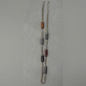 YOUSI (You & I) Elegant Silver & Brown Beaded with multiple chains Necklace